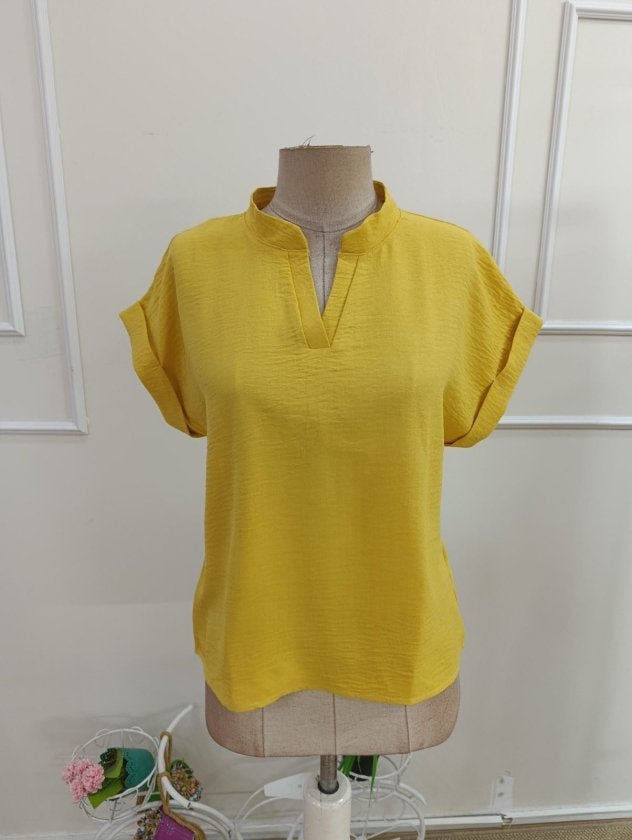 Bluz Sofia pentru femei cu maneca scurta, guler turc, 35753