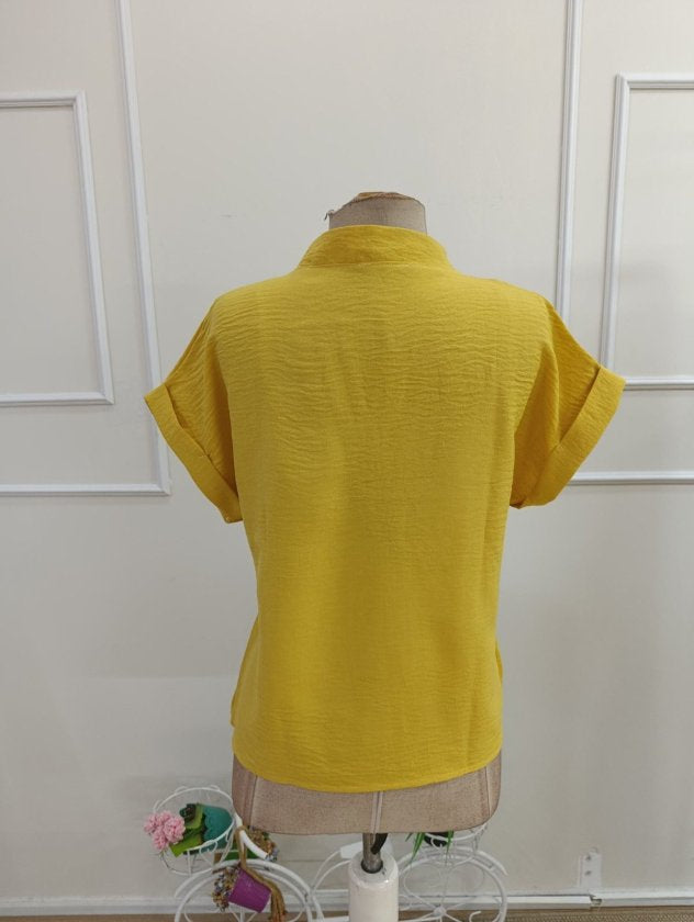 Bluz Sofia pentru femei cu maneca scurta, guler turc, 35753