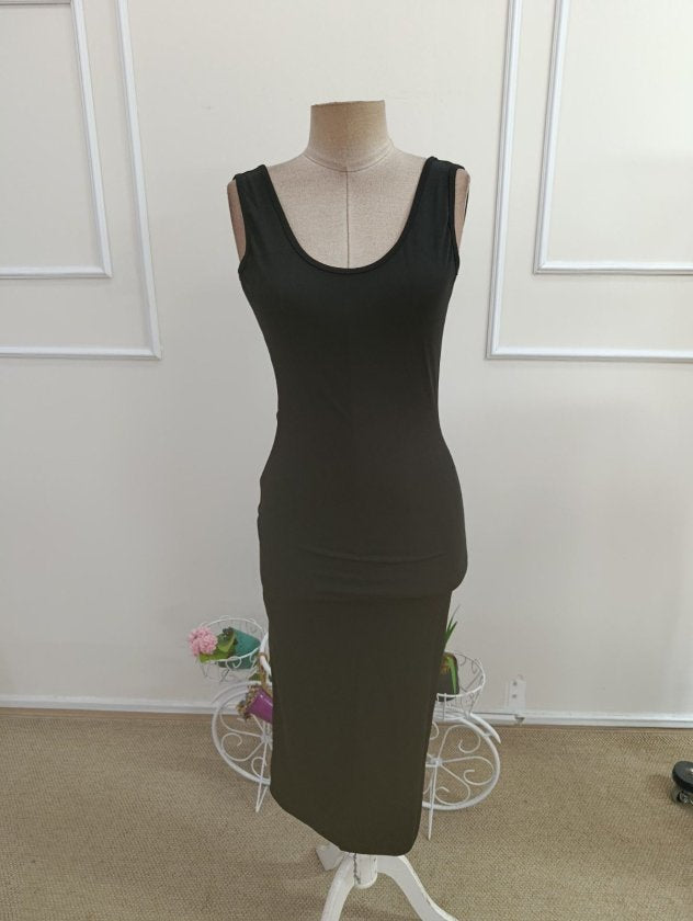 Rochie midi din ondulat pentru femei, bretele, guler rotund adânc, spate deschis, 35932