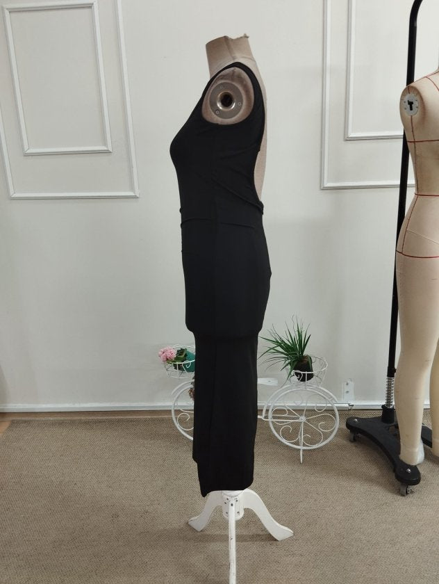Rochie midi din ondulat pentru femei, bretele, guler rotund adânc, spate deschis, 35933