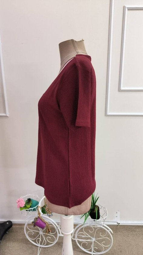 Bluza femininǎ din Bürümcük, cu mâneci scurte, guler V, 36151