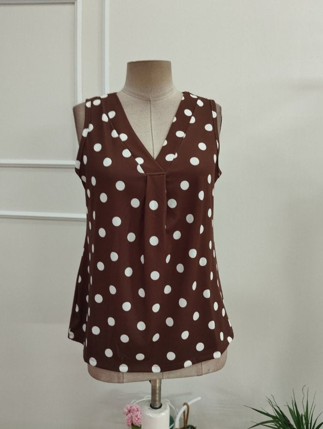 Bluza femininǎ din Super, cu bretele, guler V, cu model puncte, 36317