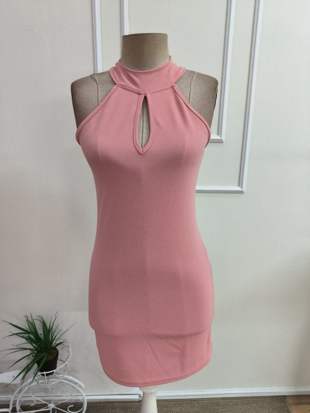 Rochie scurtă femininǎ din Krep importat, cu mâneci raglan, detaliu cu inel la gât, 36353