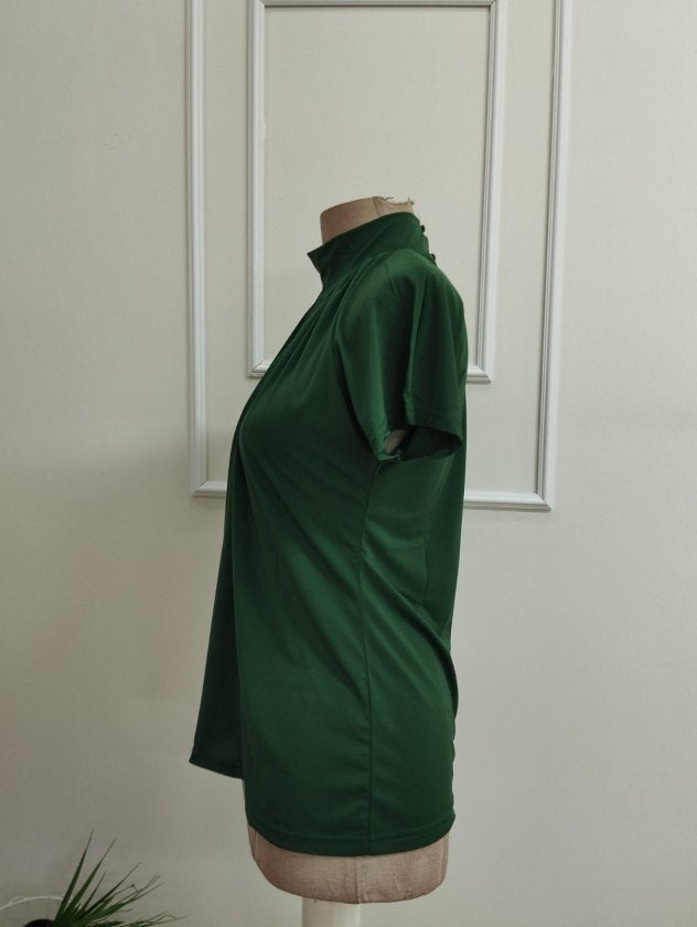Bluza din Sandy cu mânecă scurtă, guler marinar, detaliu în formă de picătură, 36659