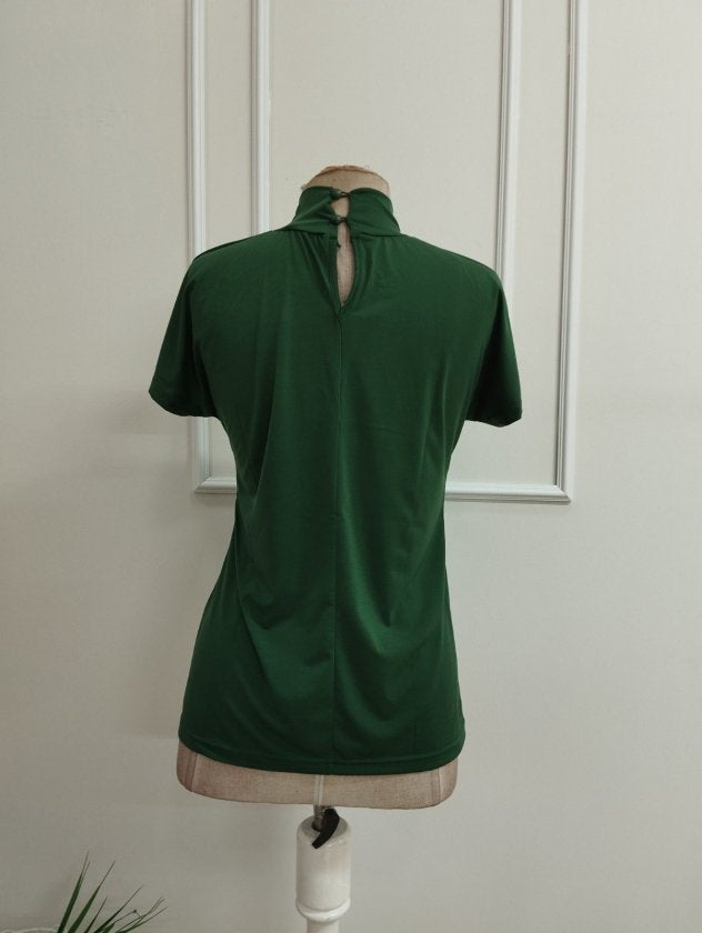 Bluza din Sandy cu mânecă scurtă, guler marinar, detaliu în formă de picătură, 36659
