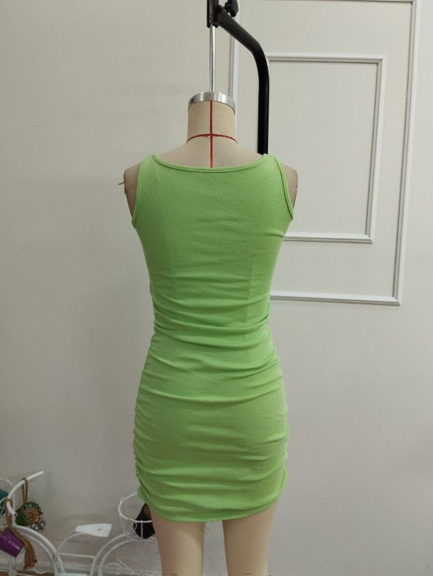 Rochie mini din rib cu bretele, guler rotund, 36676
