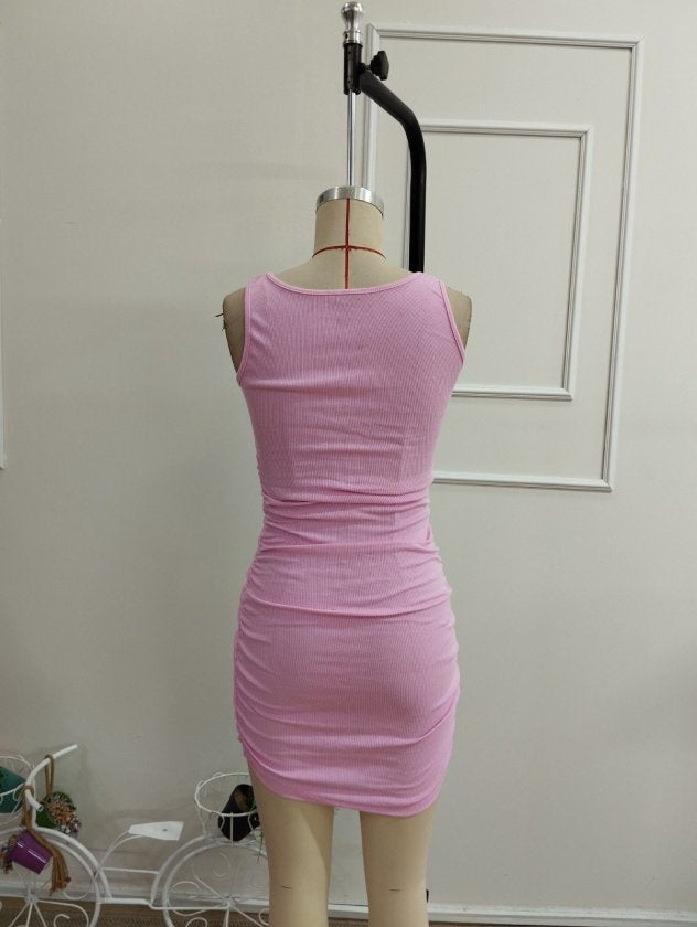 Rochie mini din rib cu bretele, guler rotund, 36677