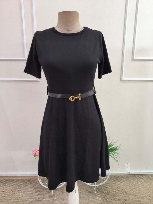 Rochie din Modal, Femeie, Mânecă Scurtă, Cu Centură la Talie, 36732
