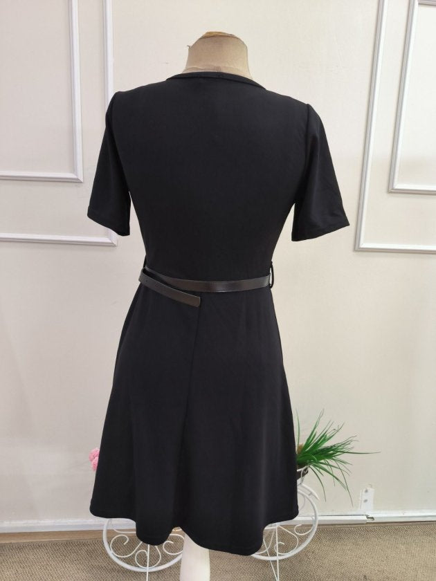 Rochie din Modal, Femeie, Mânecă Scurtă, Cu Centură la Talie, 36732