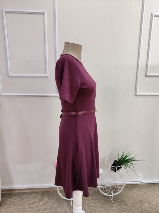 Rochie din Modal, Femeie, Mânecă Scurtă, Cu Centură la Talie, 36733