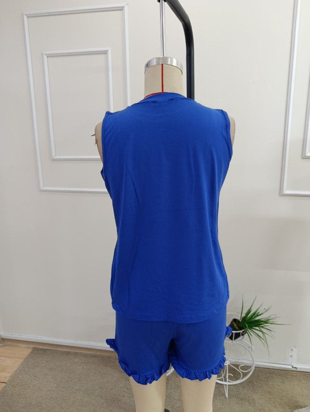 Set Două Piese, Femeie, Bluză din Viscon Fără Mâneci, Gât Cu Guler, Detaliu Tăiere Asimetrică Frontală, Sort, 36736