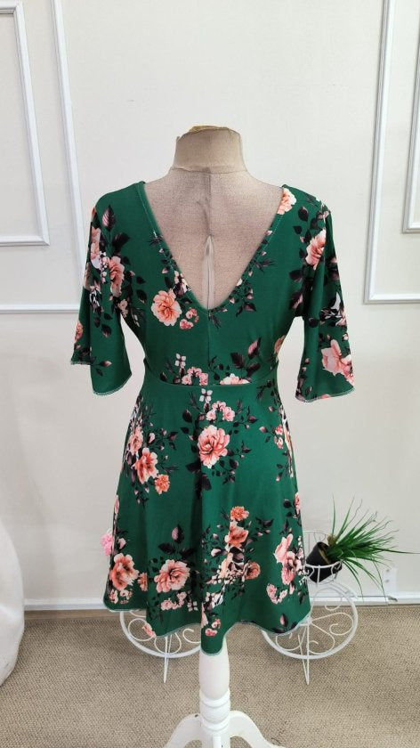 Rochie scurtă Supreme pentru femei, cu mânecă scurtă, decolteu în V și model, 36857