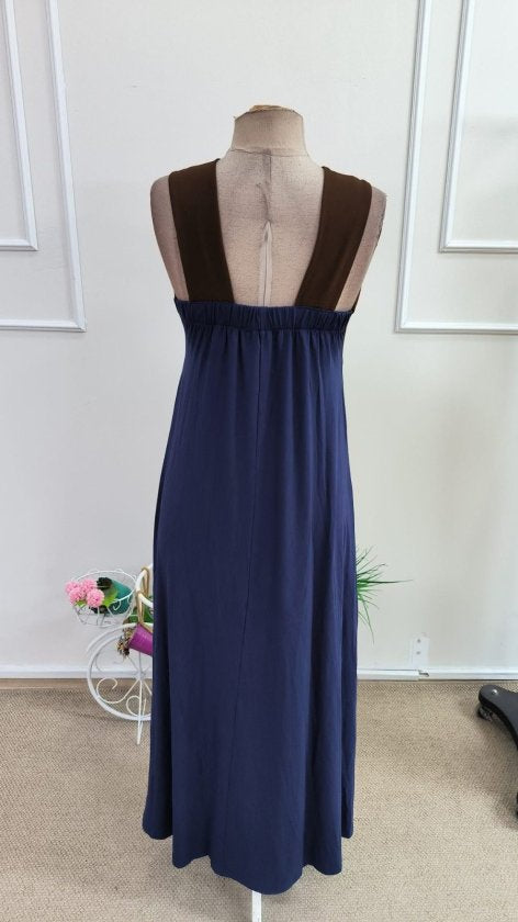 Rochie din Viscon, Femeie, Diagonală Frontală, Detaliu Două Culori, Lungime Lungă, 36880