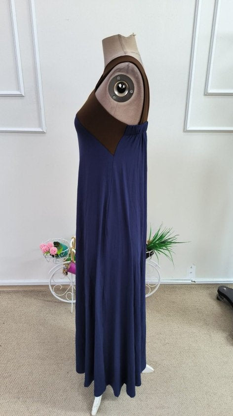 Rochie din Viscon, Femeie, Diagonală Frontală, Detaliu Două Culori, Lungime Lungă, 36880