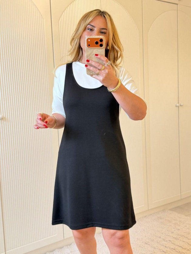 Rochie Modal Două Piese cu Mâneci Scurte și Spaghete Groase, 36896