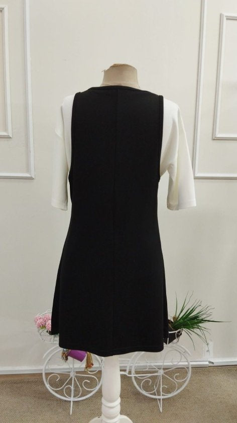 Rochie Modal Două Piese cu Mâneci Scurte și Spaghete Groase, 36896