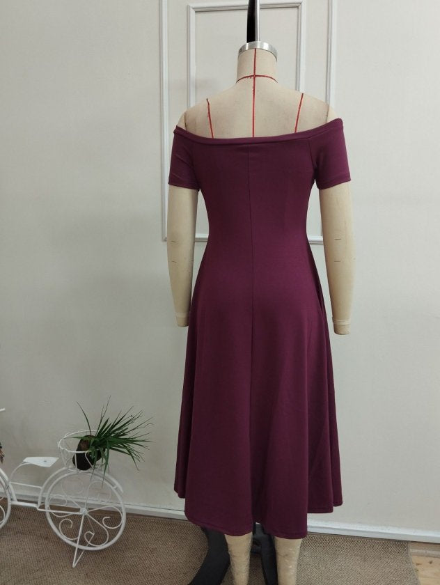 Rochie Modal Midi cu Gât Madonna, 36997