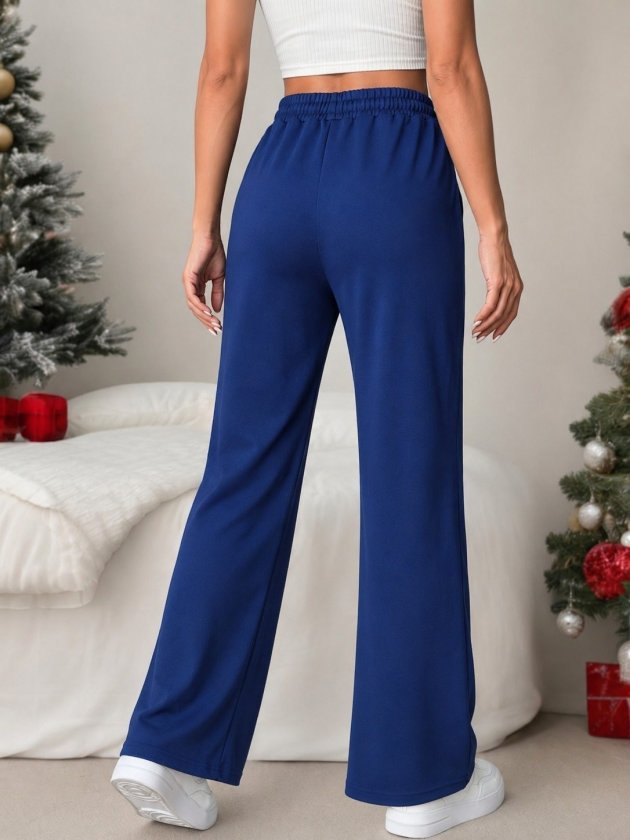 Pantalon de trening Viscon din doi fire pentru femei cu talie înaltă, detaliu benzi laterale, 37162