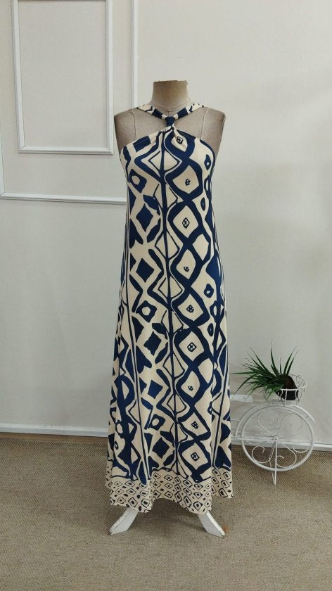 Rochie lungă Suprem pentru femei cu umerii goi, bretele prin gât, model, 37191