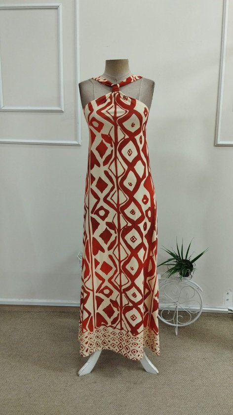 Rochie lungă Suprem pentru femei cu umerii goi, bretele prin gât, model, 37193