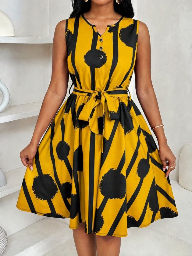 Rochie scurtă Suprem pentru femei fără mâneci, guler V, talie cu strângere, model, 37213