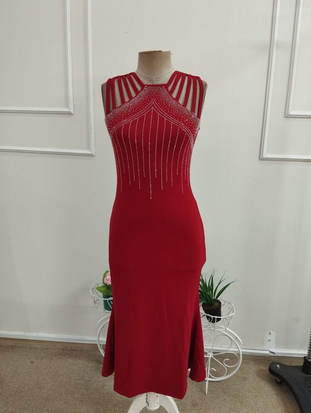 Rochie midi din stofă crepon fără mâneci cu detalii pene pe umeri, 37355
