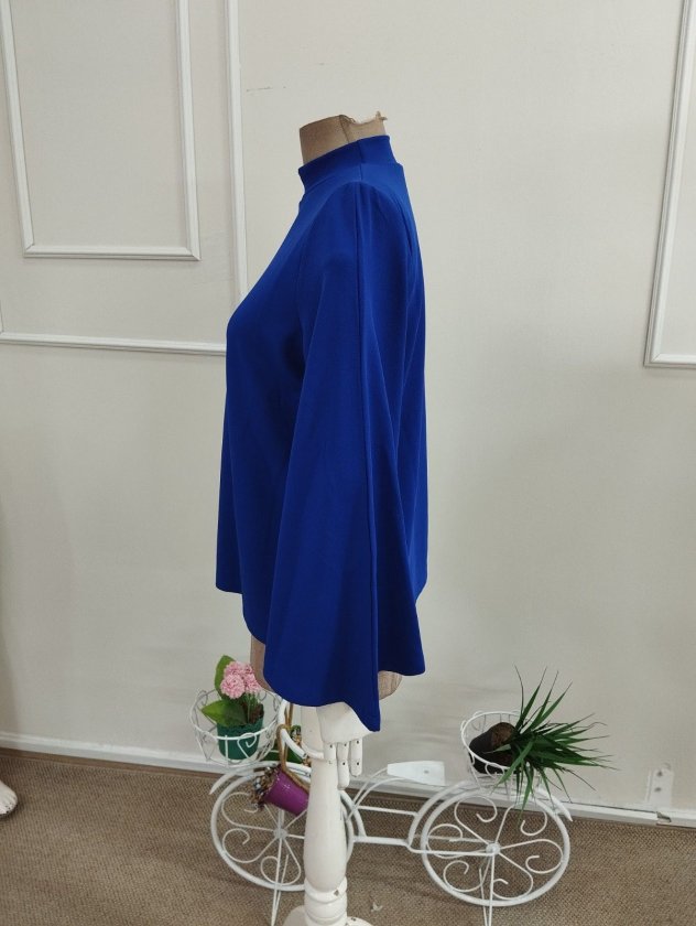Kadın Yarasa Kollu Balıkçı Yakalı Janjan Krep Bluz, 38465