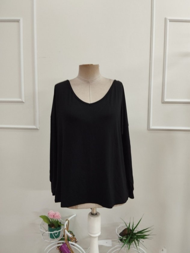 Women's Long Sleeve V-Neck Batwing Back Tie Viscose Blouse, 38839