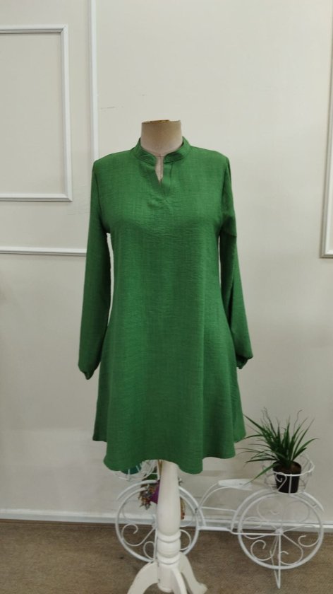 Rochie scurtă evazată Sofia pentru femei, cu mânecă lungă, decolteu în V, în stil mandarin, 38849