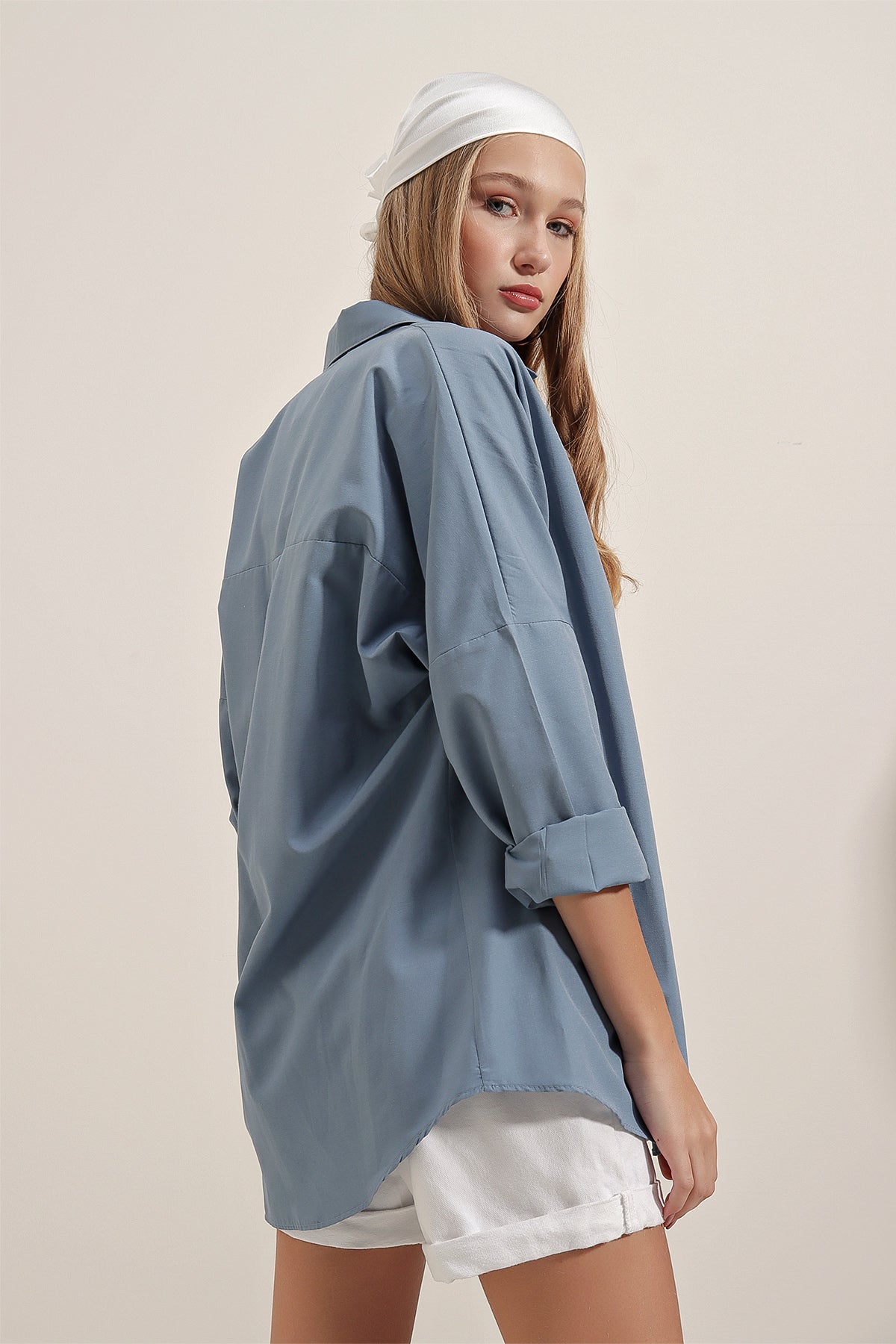 Cămașă basic lungă oversize 3900 - Indigo