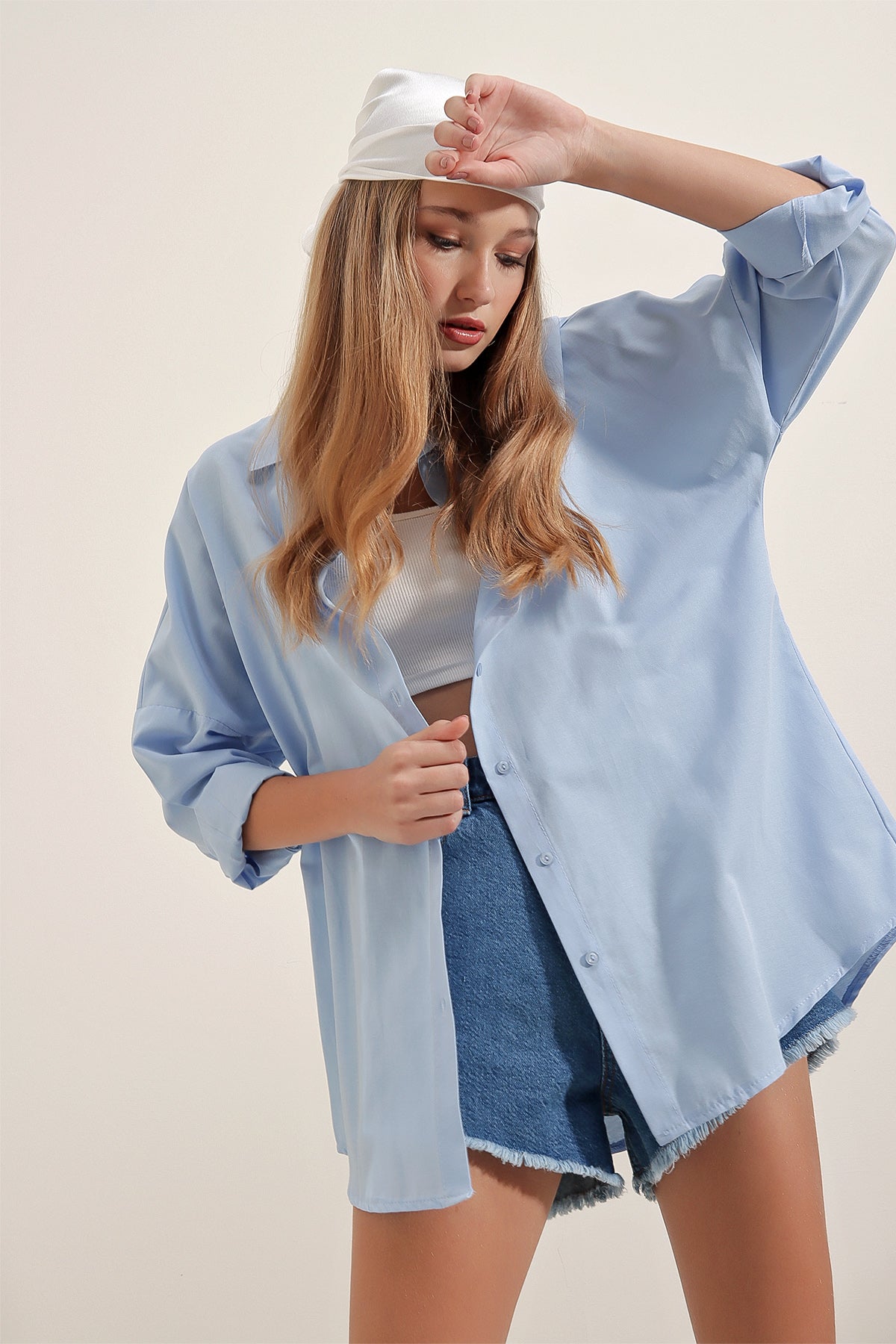 Cămașă lungă 3900 Oversize - Albastră