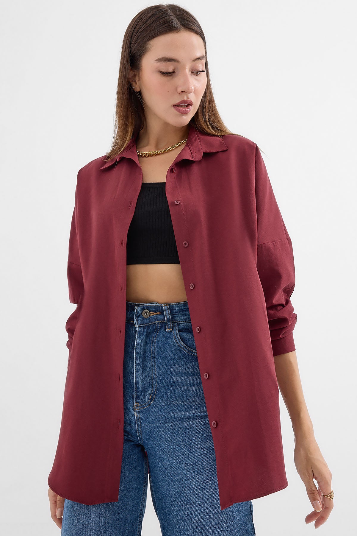 Cămașă lungă 3900 Oversize - Prună