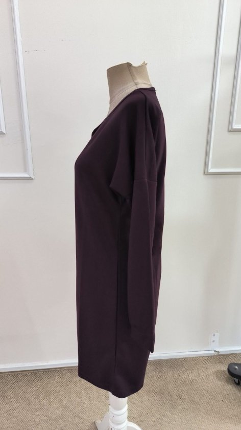 Rochie scurtă din modal pentru femei, cu mânecă lungă și decolteu în V, 39055