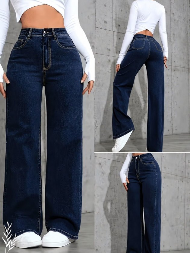 Women's High-Waisted Jeans with Pocket Detail, 39106