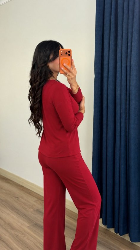 Kadın Uzun Kollu Yuvarlak Yakalı Modal Bluz Ve Pantolon Ikili Takım, 39161