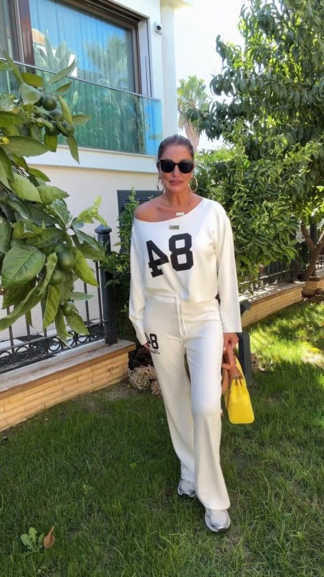 Set de două piese pentru femei, cu un singur umăr, bluză și pantaloni din modal imprimat, 39179