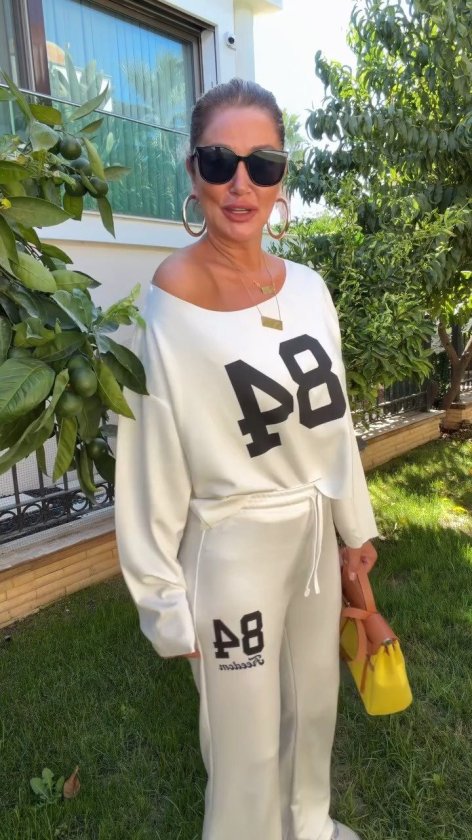 Set de două piese pentru femei, cu un singur umăr, bluză și pantaloni din modal imprimat, 39179