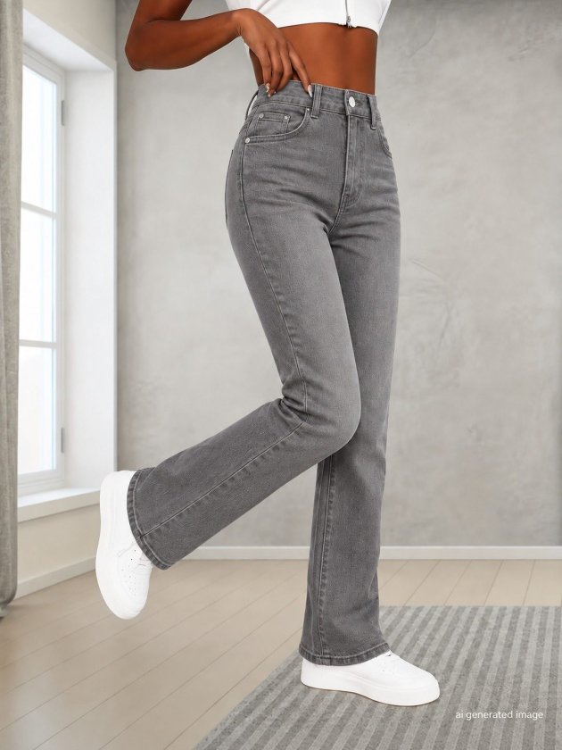 Women's High-Waisted Jeans with Pocket Detail, 39341