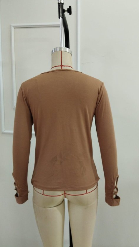Kadın Uzun Kollu Yuvarlak Yakalı çapraz şerit Detaylı Viskon Bluz, 39368