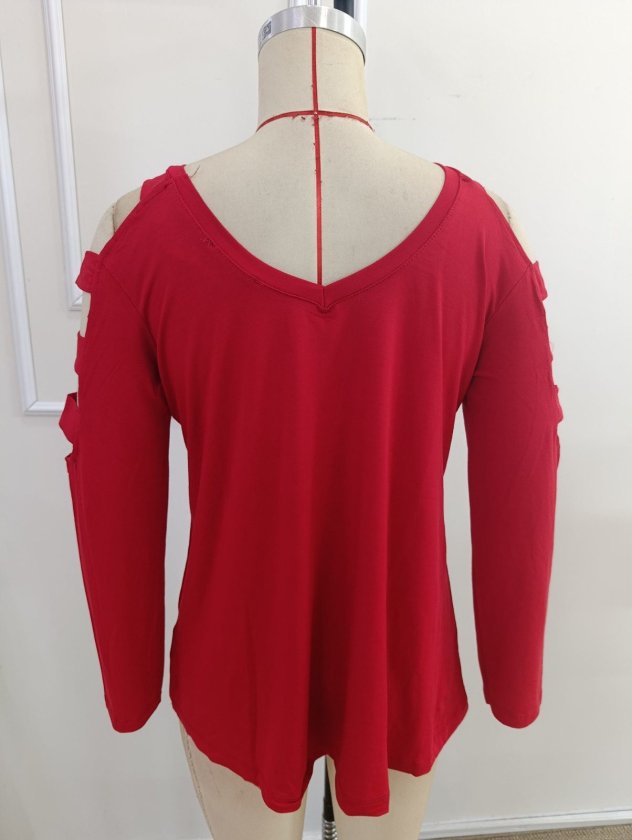 Kadın Uzun şerit Kollu V Yakalı Viskon Bluz, 39424