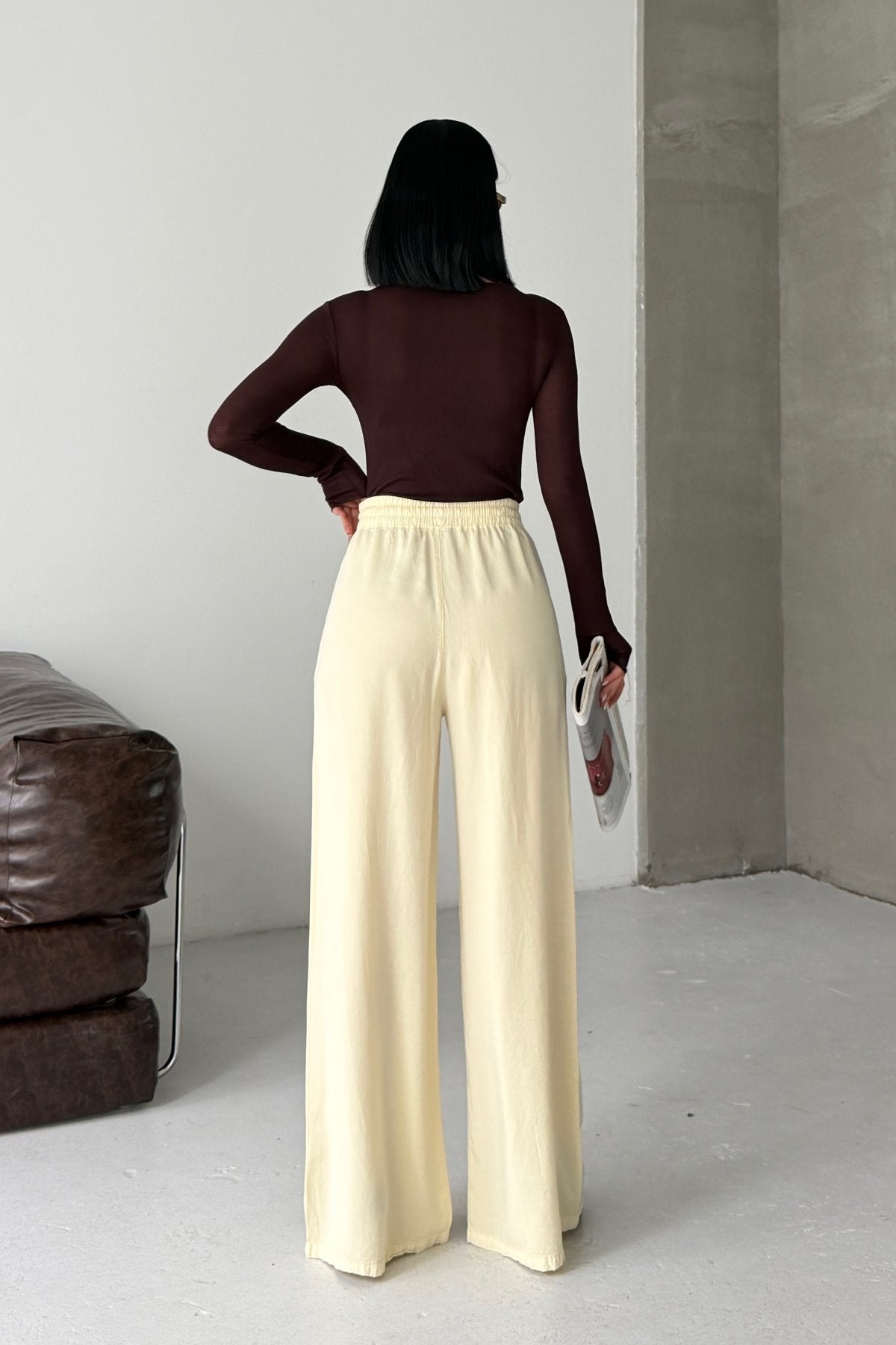 Pantaloni Palazzo cu Talie Elastica HS708
