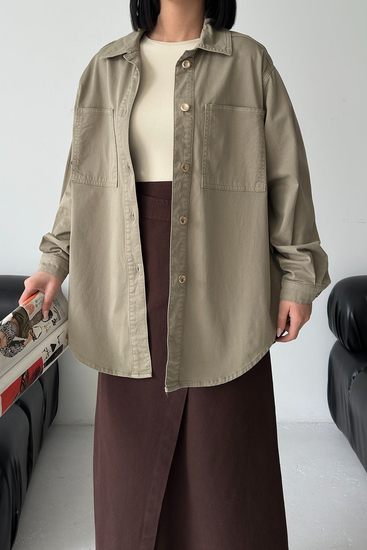 Cămașă Denim Oversized cu Butoane 6080
