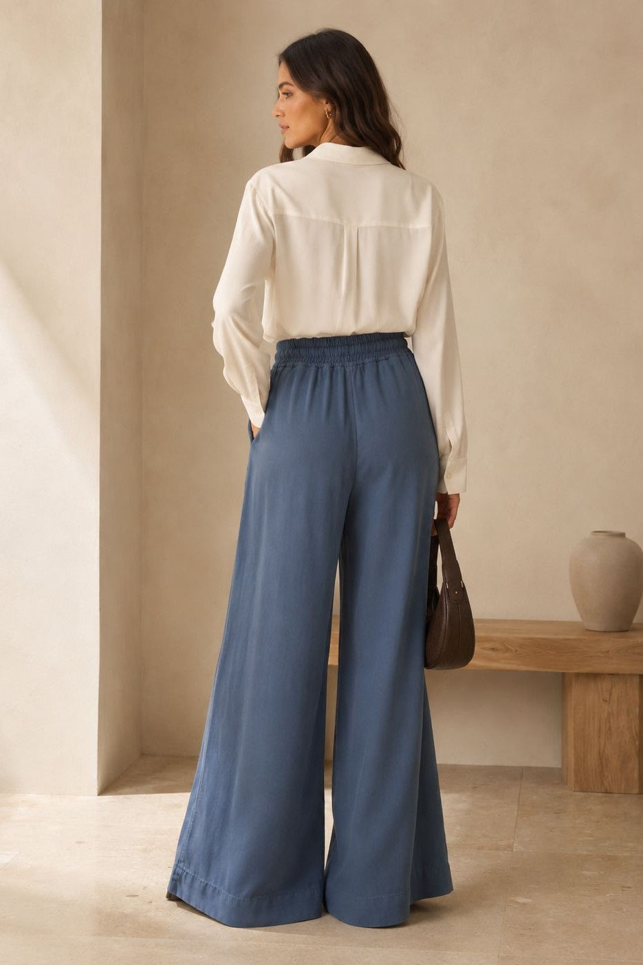 Pantaloni Palazzo cu Elastic 7150
