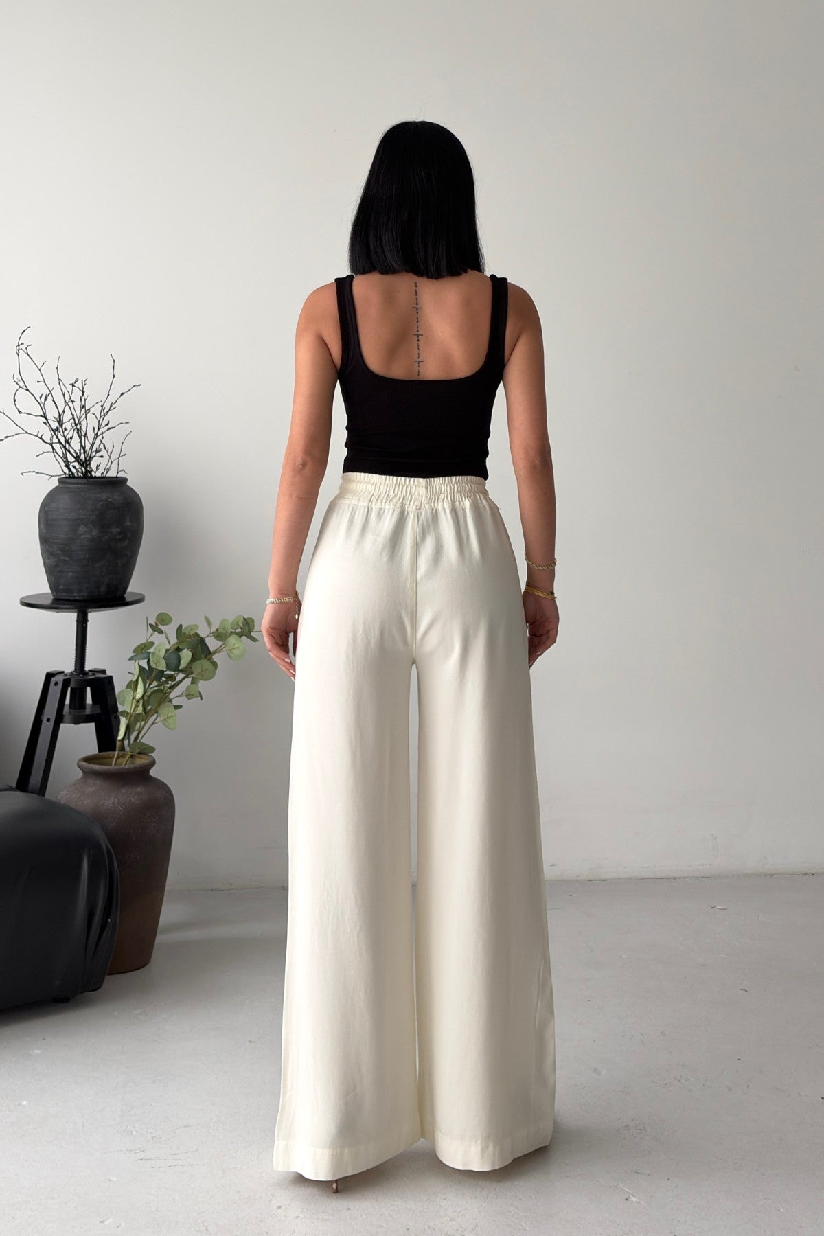 Pantaloni Palazzo cu Talie Elastică 7150