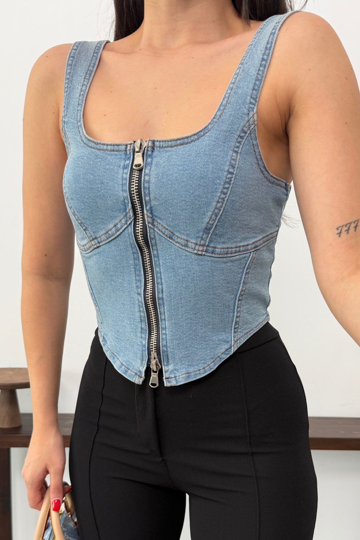 Bustier Denim cu Fermoar 411