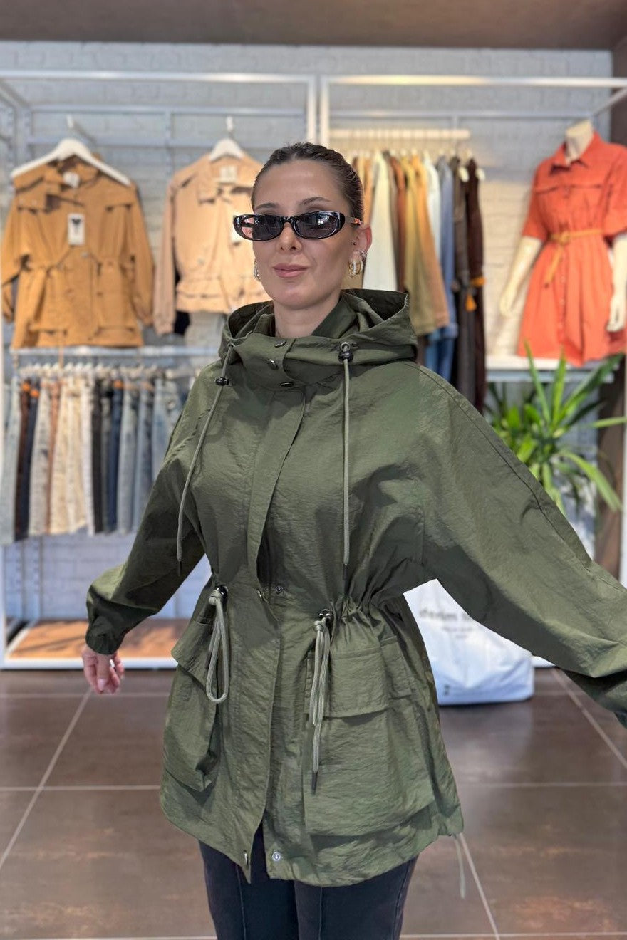 Drawstring Hooded Raincoat 6319