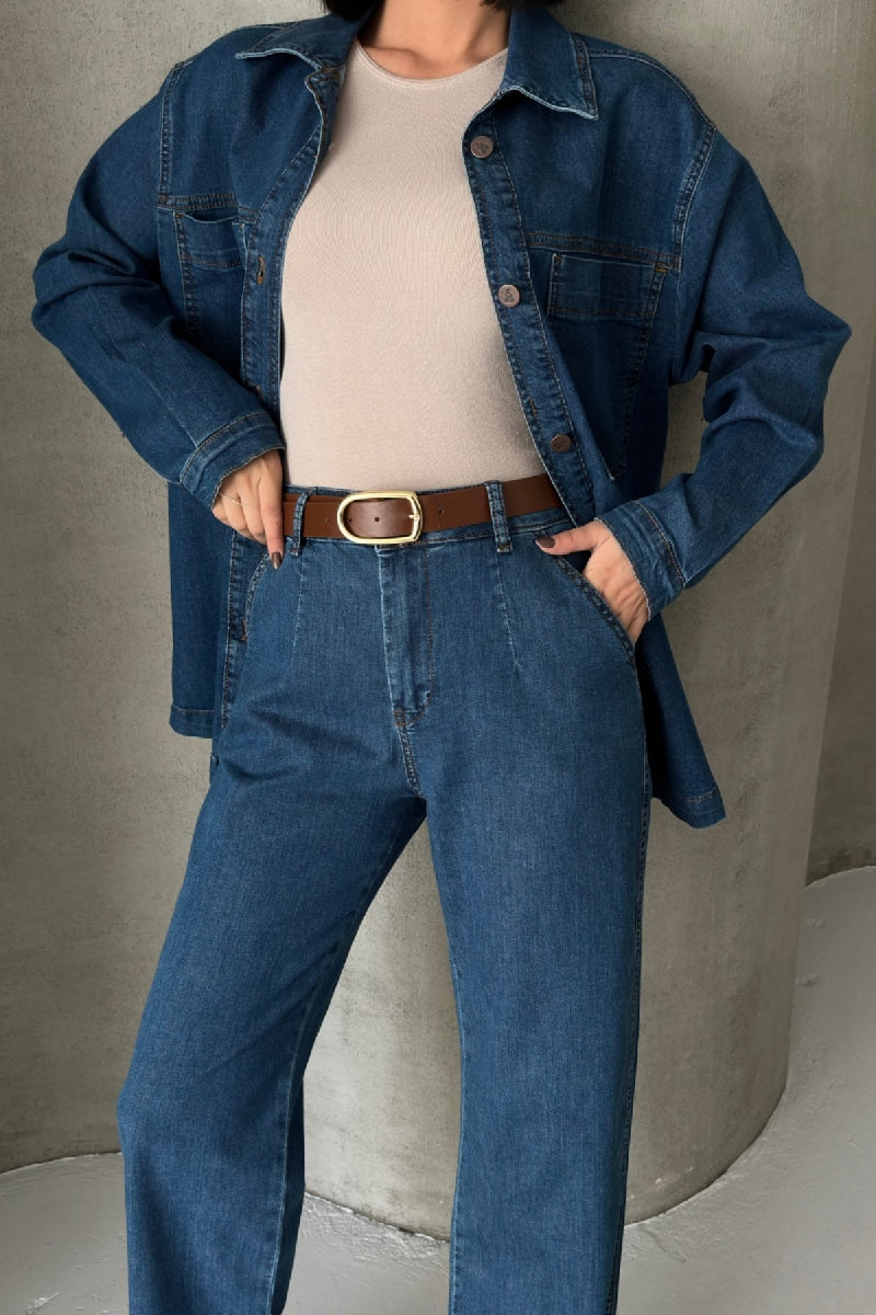 Cămașă Denim cu Buzunare 6097