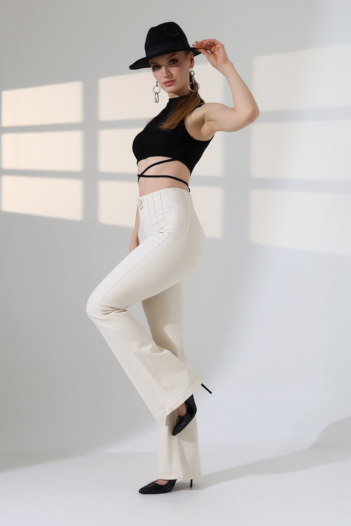 Pantalon Denim Spaniole cu Pliseu 7021