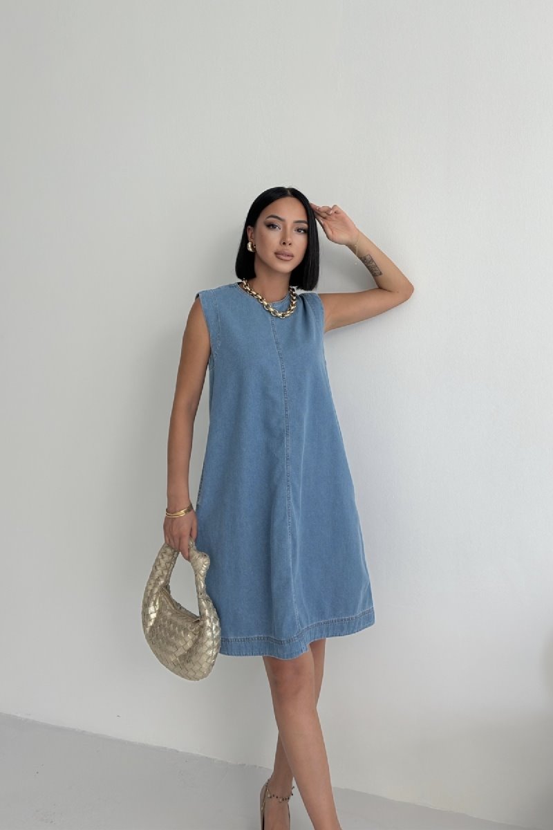 Rochie Oversize Fara Maneci cu Buzunare 3043