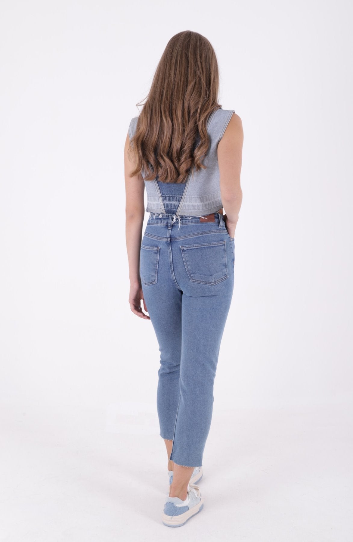 Pantaloni Denim Mom Fit cu Crac fara Cusaturi 764